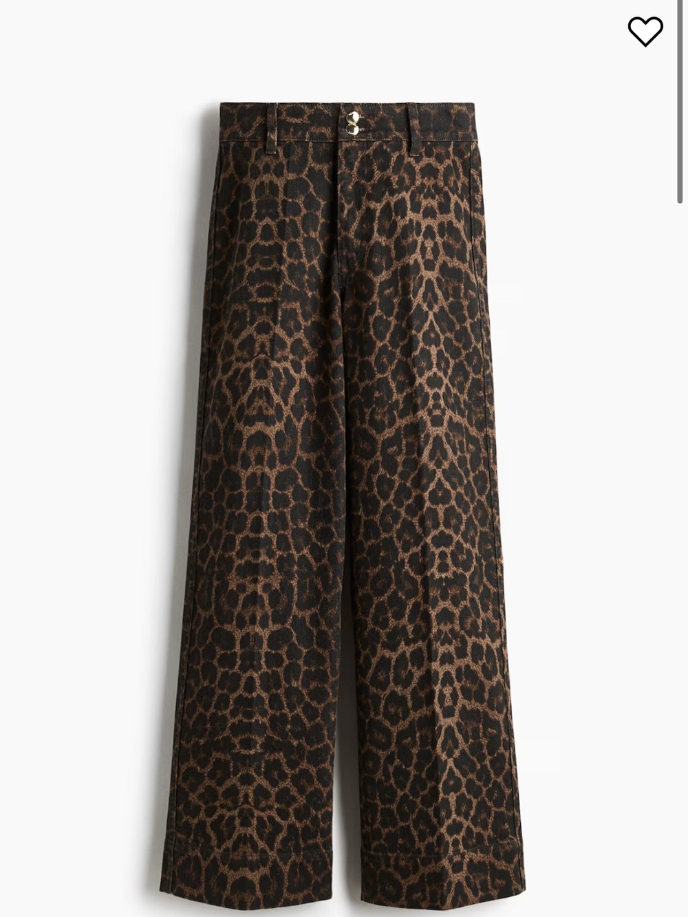 H&M Brown Leopard-Print Wide-Leg Jeans
